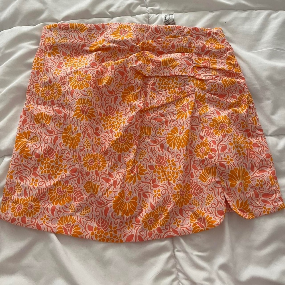 Zara Linen Blend Floral Mini Skirt Size Medium